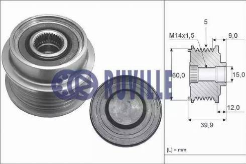 Ruville 59926 - Шкив генератора, муфта avtokuzovplus.com.ua