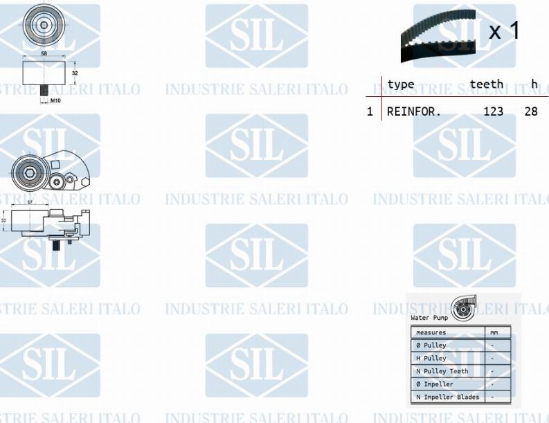 Saleri SIL K1PA1454 - Водяний насос + комплект зубчатого ременя autocars.com.ua