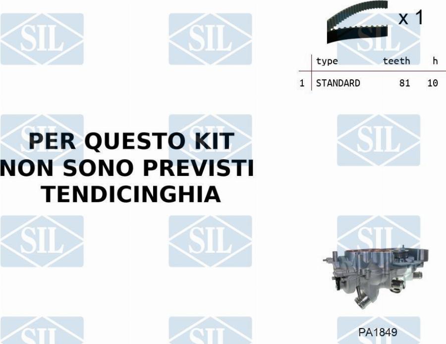 Saleri SIL K1PA1849 - Водяний насос + комплект зубчатого ременя autocars.com.ua