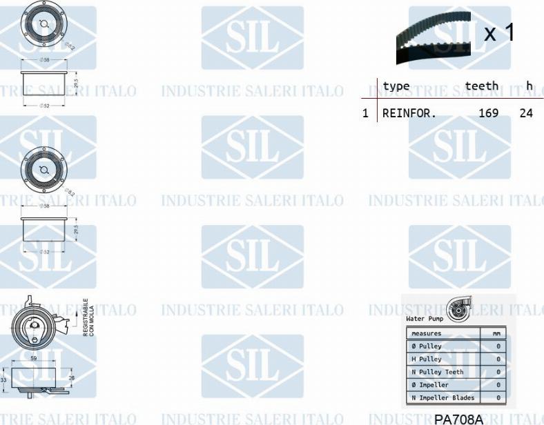 Saleri SIL K1PA708A - Водяной насос + комплект зубчатого ремня autodnr.net