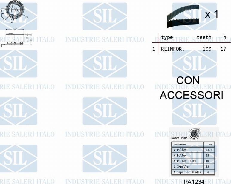 Saleri SIL K2PA1234 - Водяной насос + комплект зубчатого ремня autodnr.net