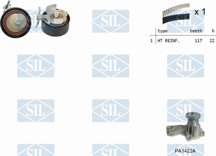 Saleri SIL K3PA1422A - Водяной насос + комплект зубчатого ремня avtokuzovplus.com.ua