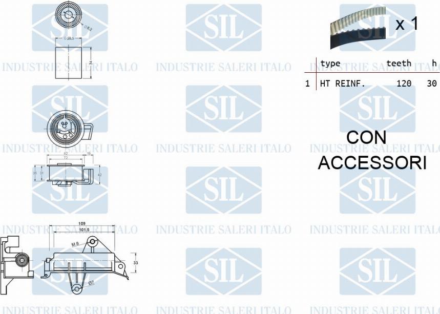 Saleri SIL TK1138 - Комплект ременя ГРМ autocars.com.ua