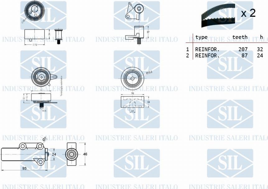 Saleri SIL TK1285 - Комплект ременя ГРМ autocars.com.ua