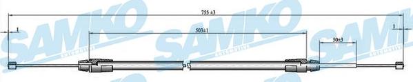 Samko C0013B - Трос, гальмівна система autocars.com.ua
