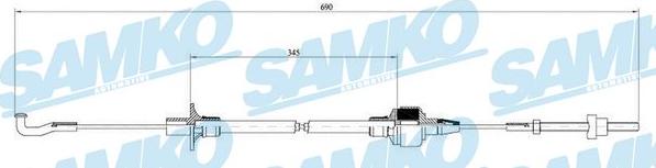 Samko C0127C - Трос, управління зчепленням autocars.com.ua