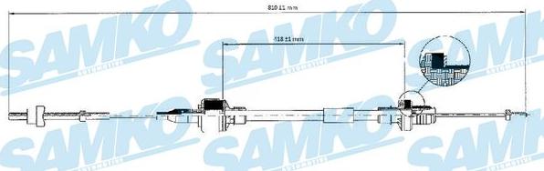 Samko C0128C - Трос, управління зчепленням autocars.com.ua