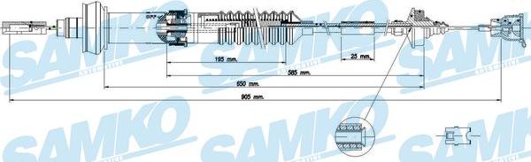 Samko C0156C - Трос, управління зчепленням autocars.com.ua