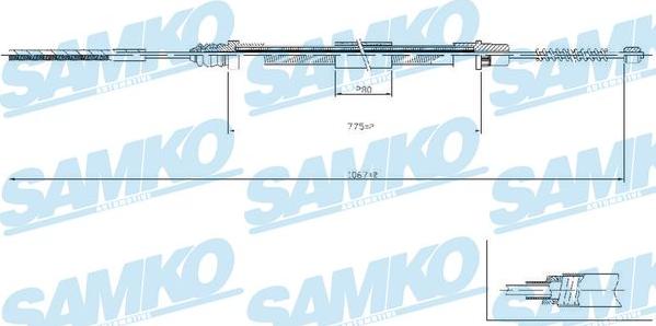 Samko C0209B - Трос, гальмівна система autocars.com.ua