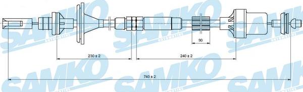 Samko C0213C - Трос, управління зчепленням autocars.com.ua