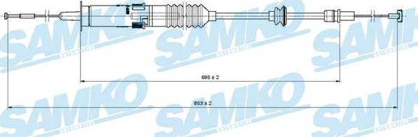 Samko C0222C - Трос, управління зчепленням autocars.com.ua