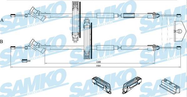 Samko C0225B - Трос, гальмівна система autocars.com.ua