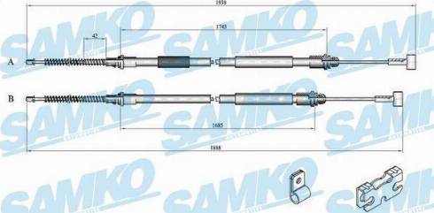 Samko C0242B - Трос, гальмівна система autocars.com.ua