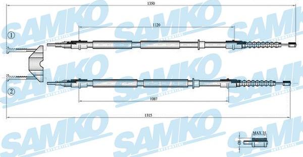 Samko C0537B - Тросик, cтояночный тормоз avtokuzovplus.com.ua