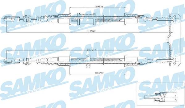 Samko C0571B - Трос, гальмівна система autocars.com.ua