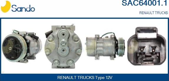 Sando SAC64001.1 - Компресор, кондиціонер autocars.com.ua