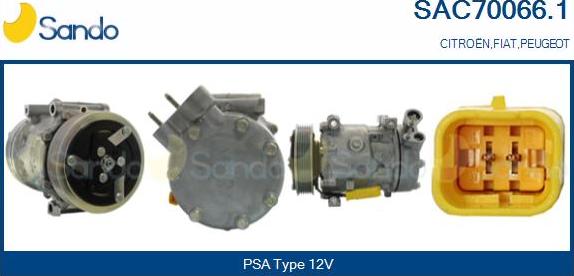 Sando SAC70066.1 - Компресор, кондиціонер autocars.com.ua