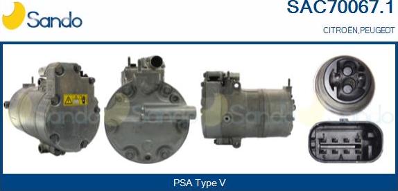 Sando SAC70067.1 - Компресор, кондиціонер autocars.com.ua
