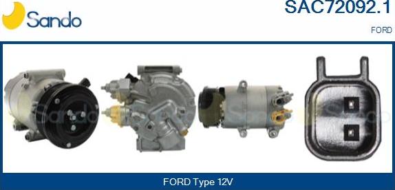 Sando SAC72092.1 - Компресор, кондиціонер autocars.com.ua