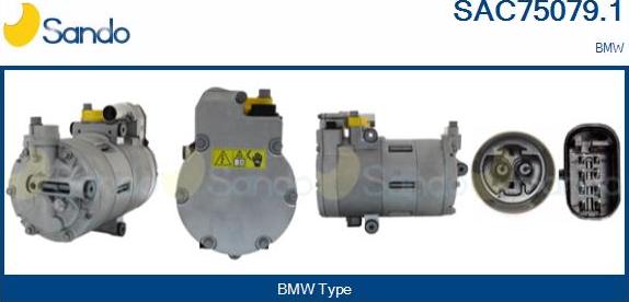 Sando SAC75079.1 - Компресор, кондиціонер autocars.com.ua