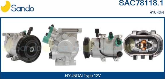 Sando SAC78118.1 - Компресор, кондиціонер autocars.com.ua