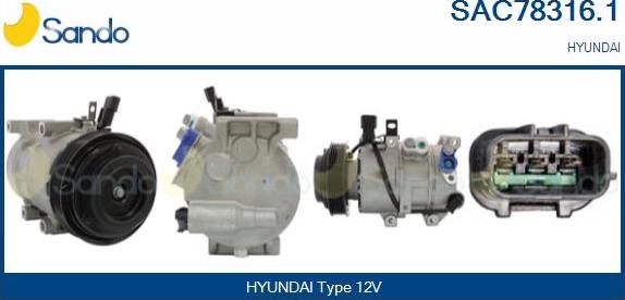 Sando SAC78316.1 - Компресор, кондиціонер autocars.com.ua