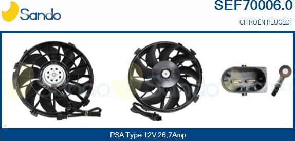 Sando SEF70006.0 - Електродвигун, вентилятор радіатора autocars.com.ua