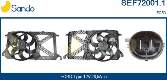 Sando SEF72001.1 - Електродвигун, вентилятор радіатора autocars.com.ua