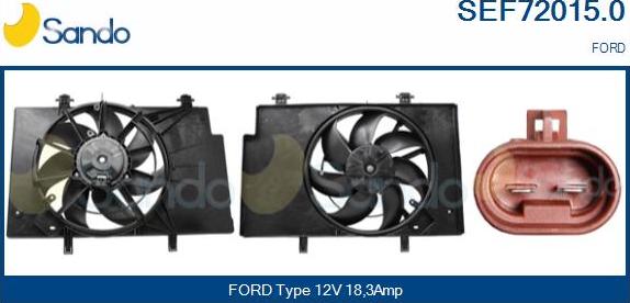 Sando SEF72015.0 - Електродвигун, вентилятор радіатора autocars.com.ua