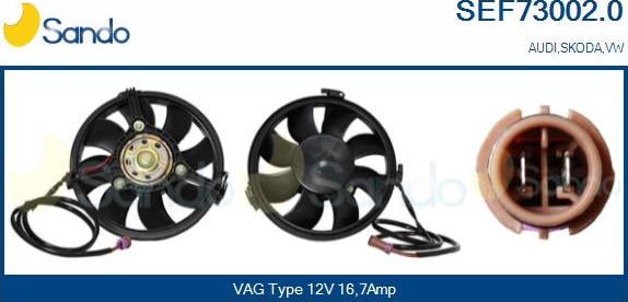 Sando SEF73002.0 - Електродвигун, вентилятор радіатора autocars.com.ua