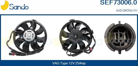 Sando SEF73006.0 - Електродвигун, вентилятор радіатора autocars.com.ua