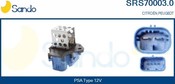 Sando SRS70003.0 - Додатковий резистор, електромотор - вентилятор радіатора autocars.com.ua