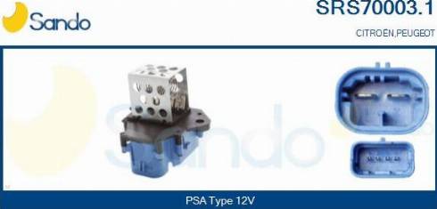 Sando SRS70003.1 - Додатковий резистор, електромотор - вентилятор радіатора autocars.com.ua