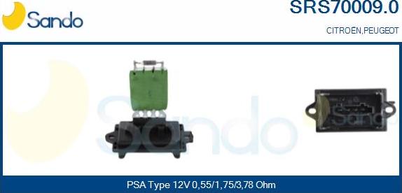 Sando SRS70009.0 - Опір, реле, вентилятор салону autocars.com.ua