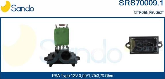 Sando SRS70009.1 - Опір, реле, вентилятор салону autocars.com.ua