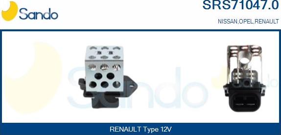 Sando SRS71047.0 - Додатковий резистор, електромотор - вентилятор радіатора autocars.com.ua