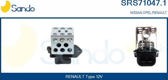 Sando SRS71047.1 - Додатковий резистор, електромотор - вентилятор радіатора autocars.com.ua