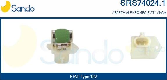Sando SRS74024.1 - Додатковий резистор, електромотор - вентилятор радіатора autocars.com.ua