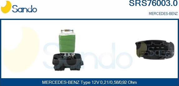 Sando SRS76003.0 - Опір, реле, вентилятор салону autocars.com.ua