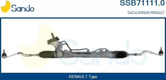 Sando SSB71111.0 - Рульовий механізм, рейка autocars.com.ua