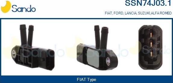 Sando SSN74J03.1 - Датчик, тиск вихлопних газів autocars.com.ua
