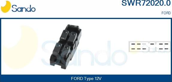 Sando SWR72020.0 - Вимикач, стеклолод'емнік autocars.com.ua