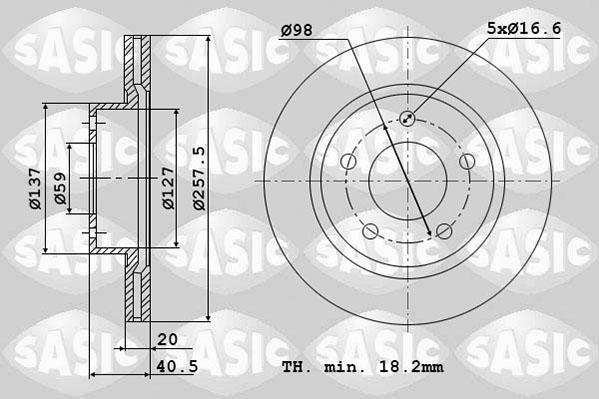 Sasic 2464H84J - Гальмівний диск autocars.com.ua