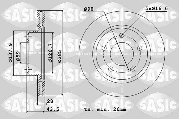 Sasic 2464P24J - Тормозной диск avtokuzovplus.com.ua