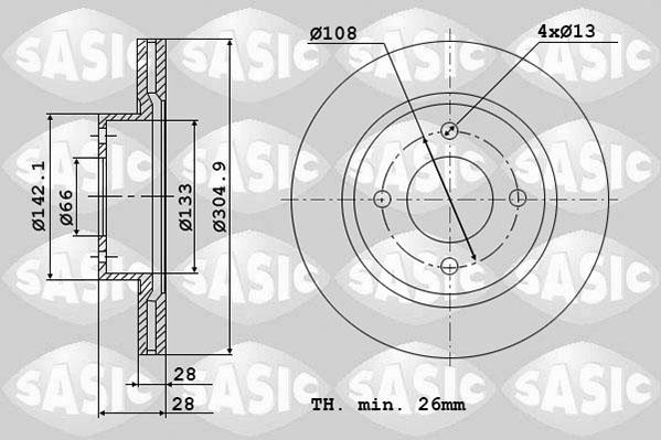 Sasic 2464V14J - Тормозной диск avtokuzovplus.com.ua