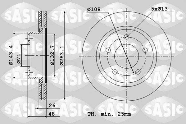 Sasic 2464V44J - Гальмівний диск autocars.com.ua