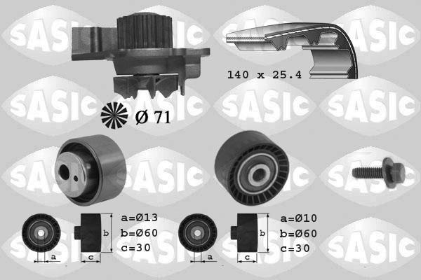 Sasic 3900010 - Водяний насос + комплект зубчатого ременя autocars.com.ua