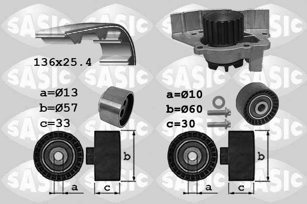 Sasic 3900033 - Водяний насос + комплект зубчатого ременя autocars.com.ua