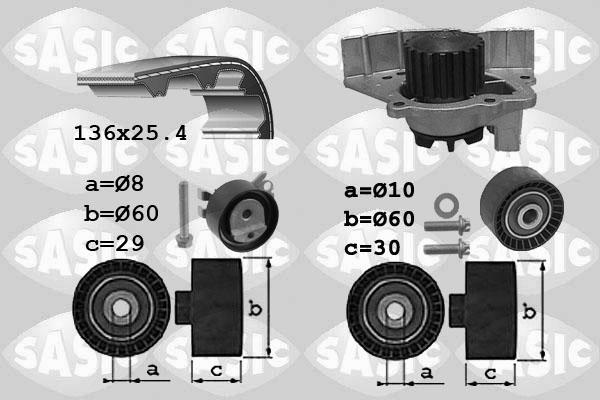 Sasic 3900034 - Водяний насос + комплект зубчатого ременя autocars.com.ua