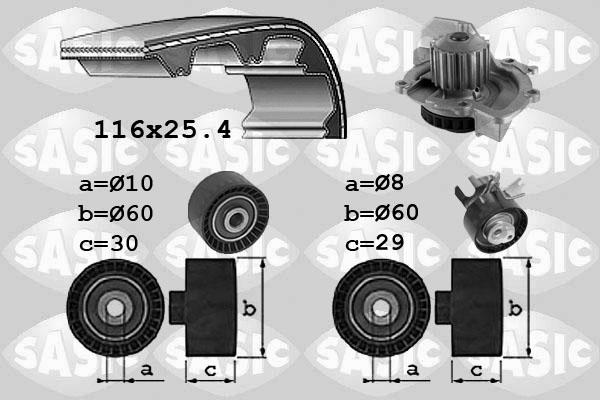 Sasic 3900035 - Водяний насос + комплект зубчатого ременя autocars.com.ua